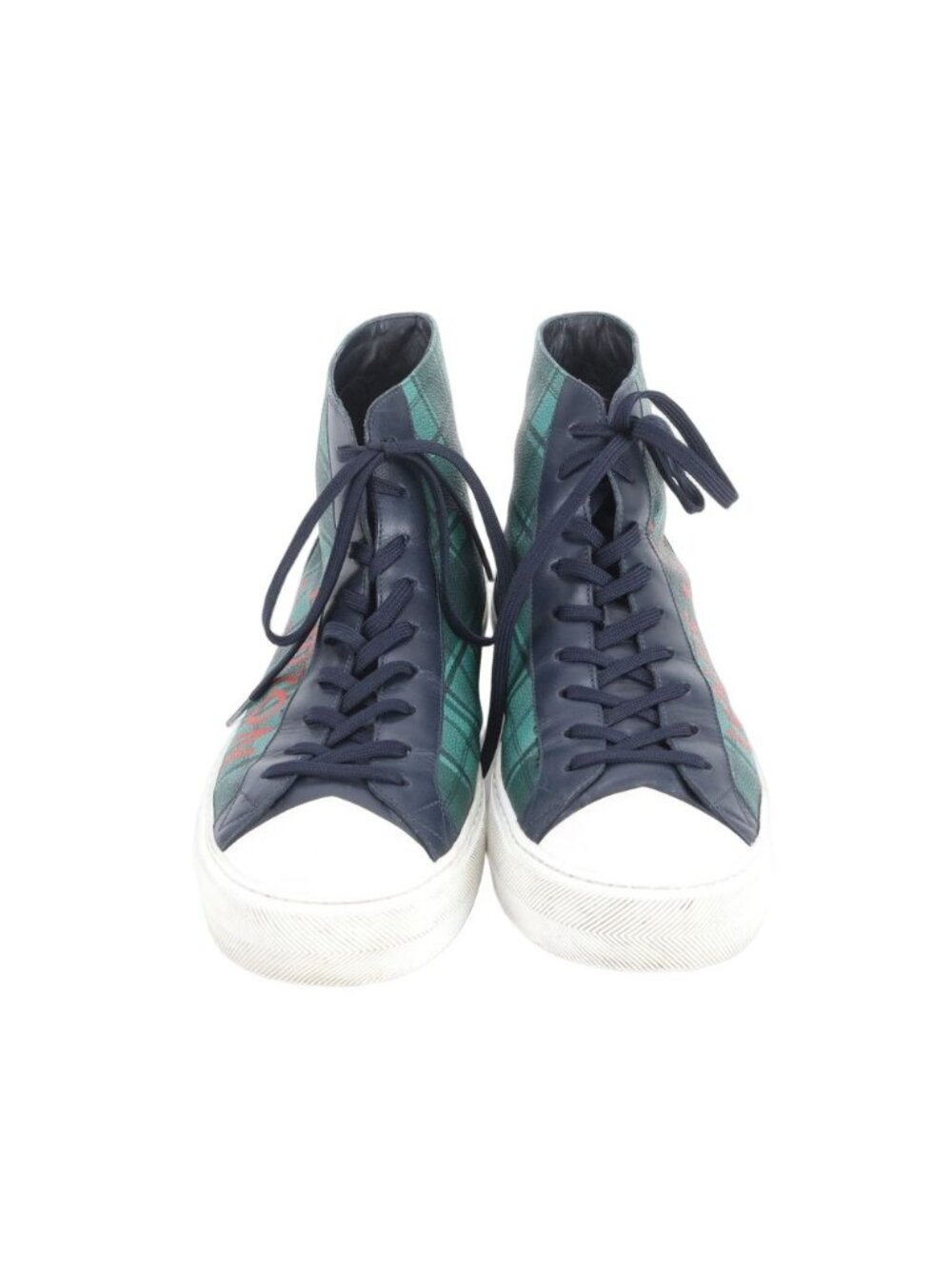 Louis Vuitton Check Tattoo Line 10 Leather High Cut Sneakers Lace Up Shoes Rbe - Picture 2 of 10